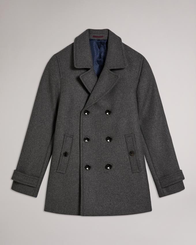 Manteau Ted Baker Wool Peacoat Grise Homme | JUT-36186818